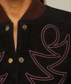 Women Lucchese Outerwear*Embroidered Suede Bomber Jacket