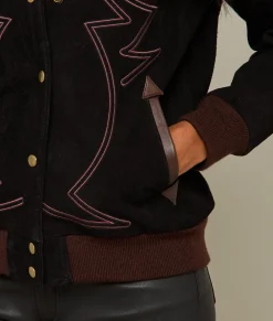 Women Lucchese Outerwear*Embroidered Suede Bomber Jacket
