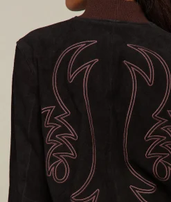 Women Lucchese Outerwear*Embroidered Suede Bomber Jacket