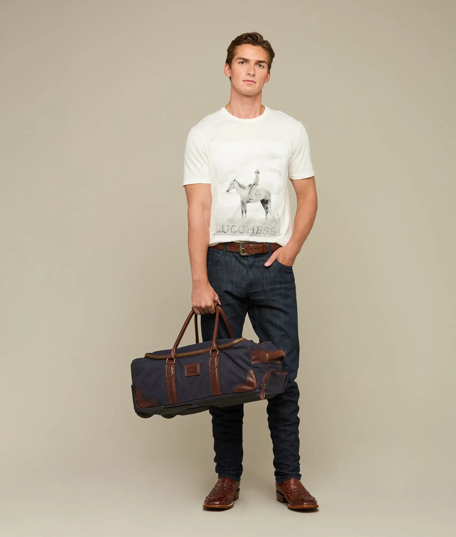Women Lucchese Travel|Travel*Everyday Waxed Canvas Rolling Duffle