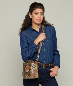 Women Lucchese Handbags*Fallon Exotic Bucket Bag