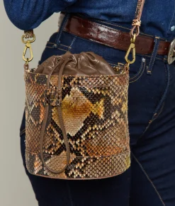 Women Lucchese Handbags*Fallon Exotic Bucket Bag