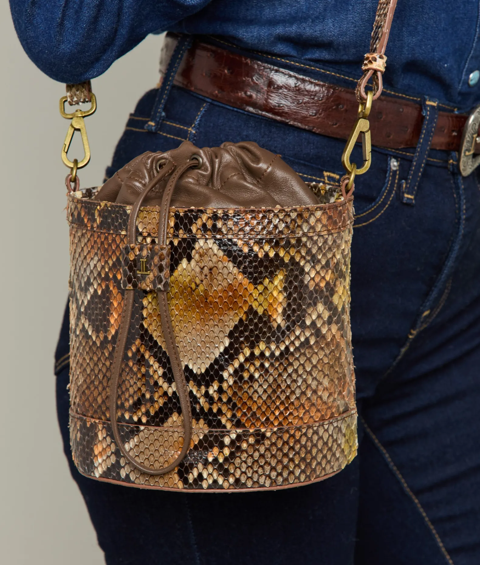 Women Lucchese Handbags*Fallon Exotic Bucket Bag