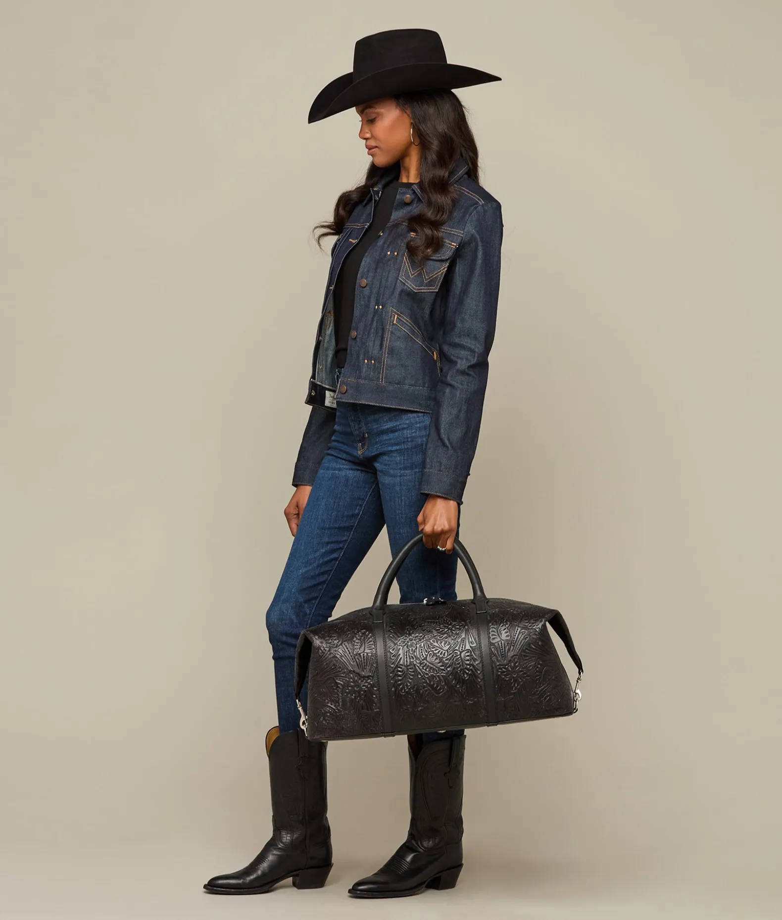 Women Lucchese Travel|Travel*Hand-Tooled Duffle