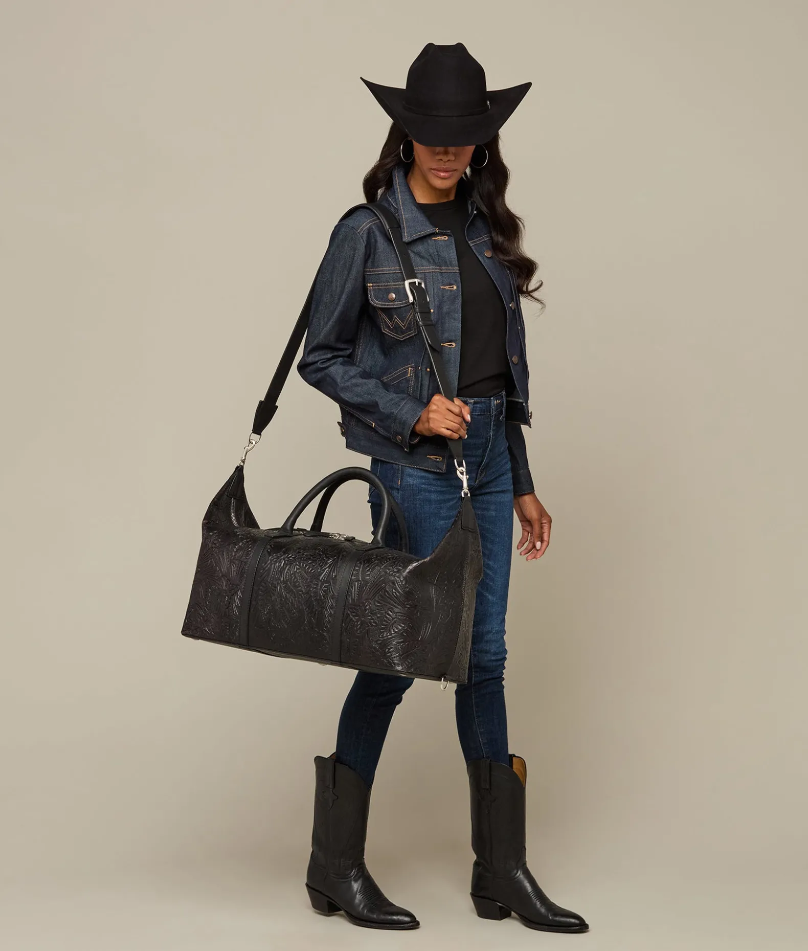 Women Lucchese Travel|Travel*Hand-Tooled Duffle