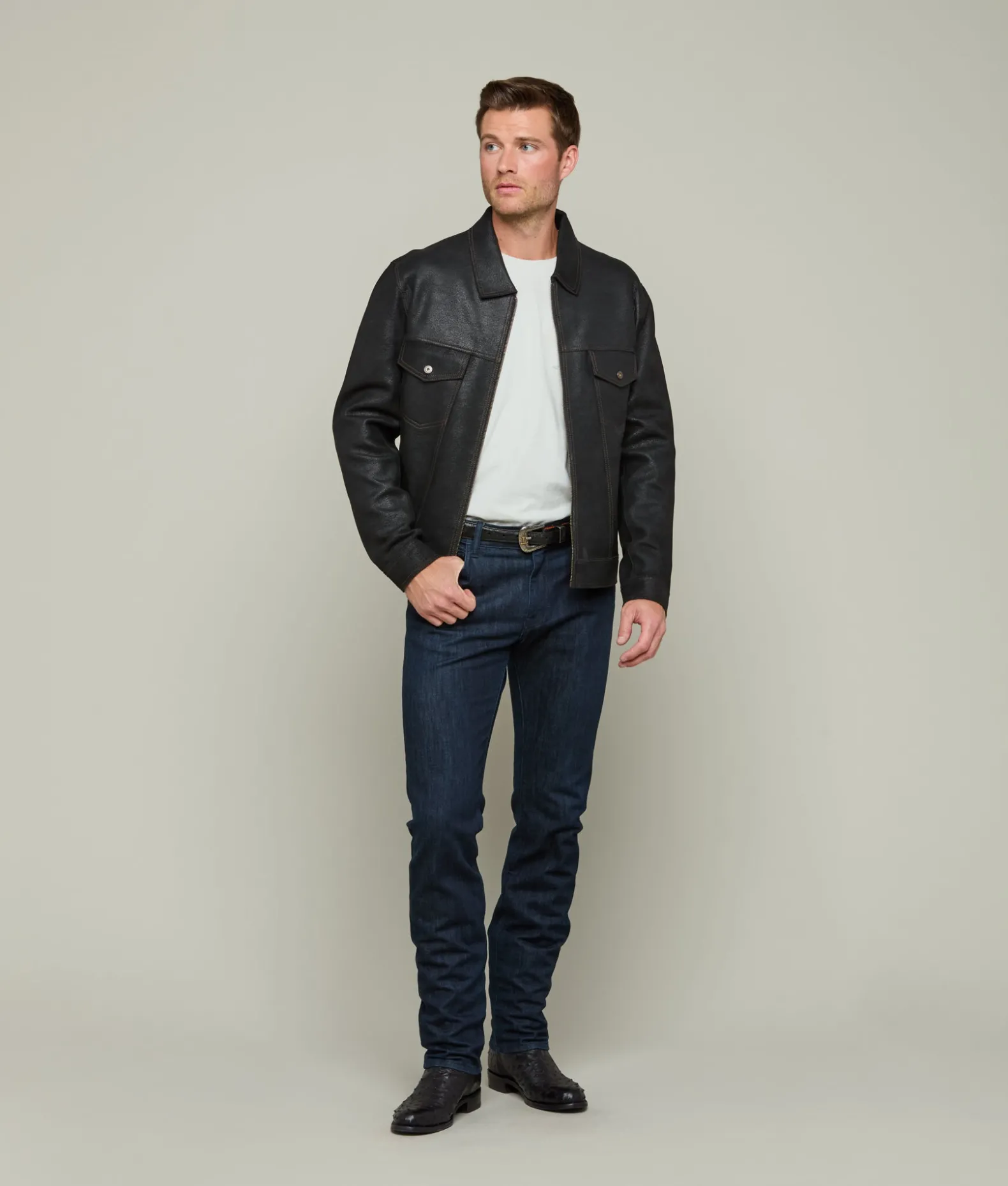 Lucchese Outerwear*Leather Trucker Jacket