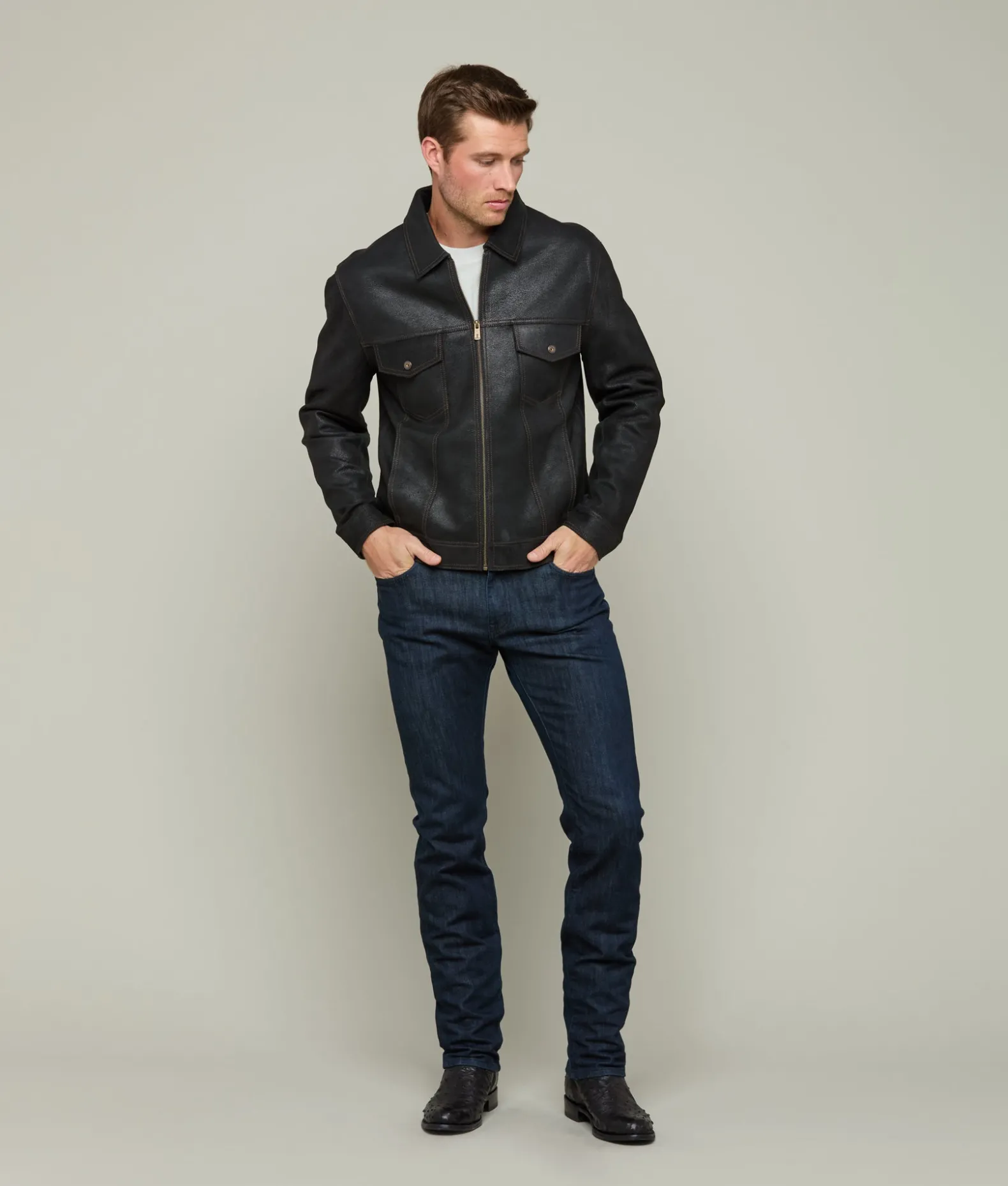 Lucchese Outerwear*Leather Trucker Jacket