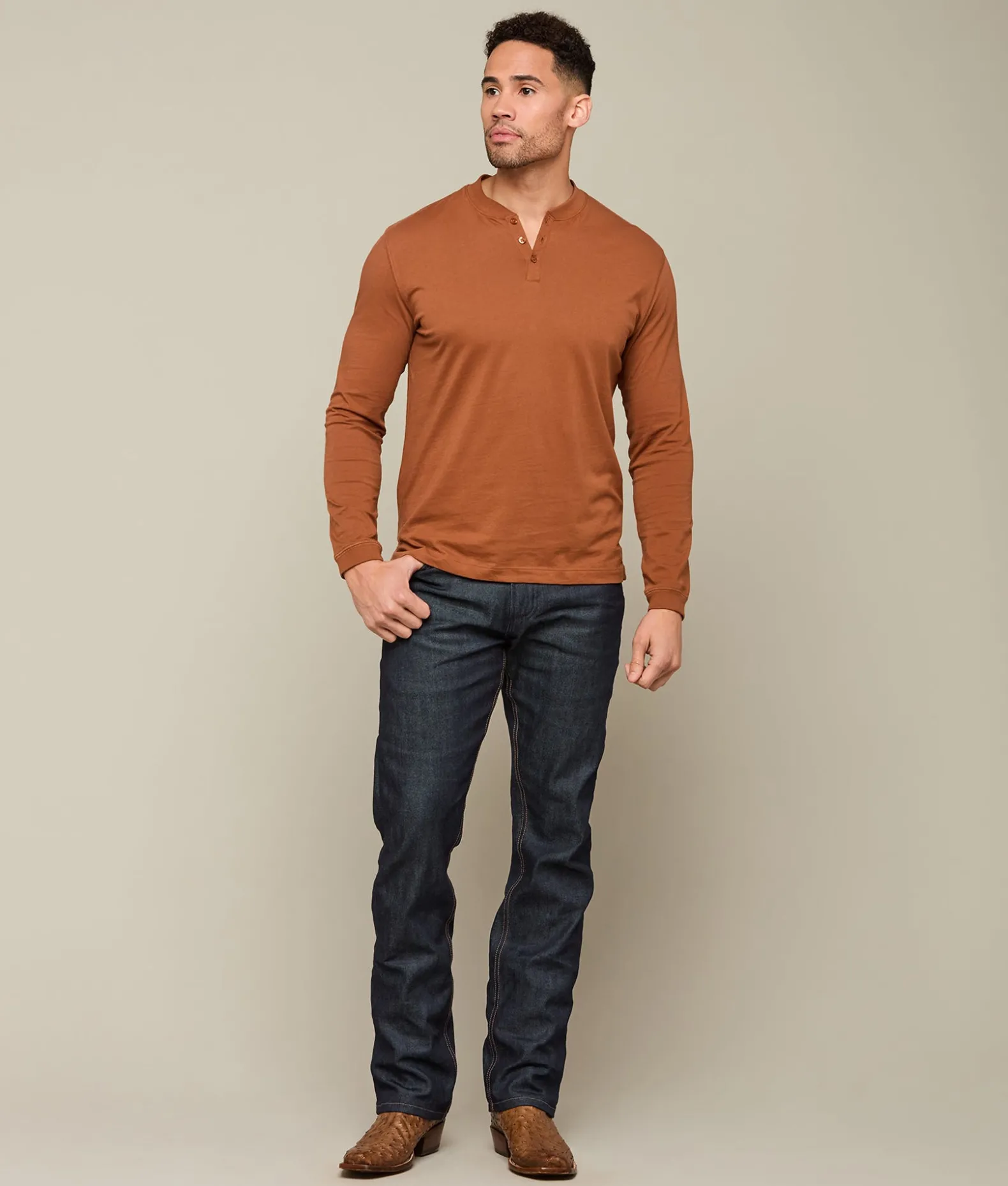 Lucchese Tops*Pima Cotton Henley