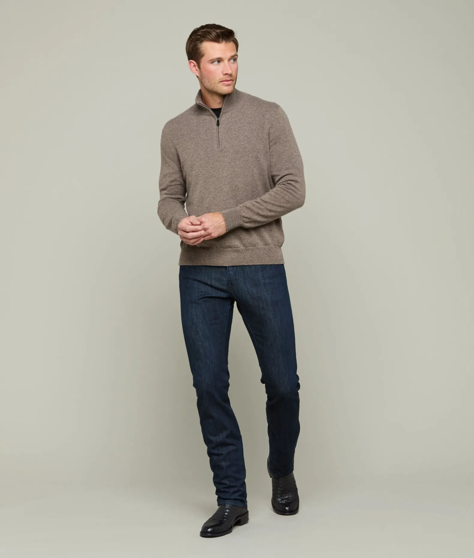Lucchese Outerwear*Men's Cashmere Quarter Zip