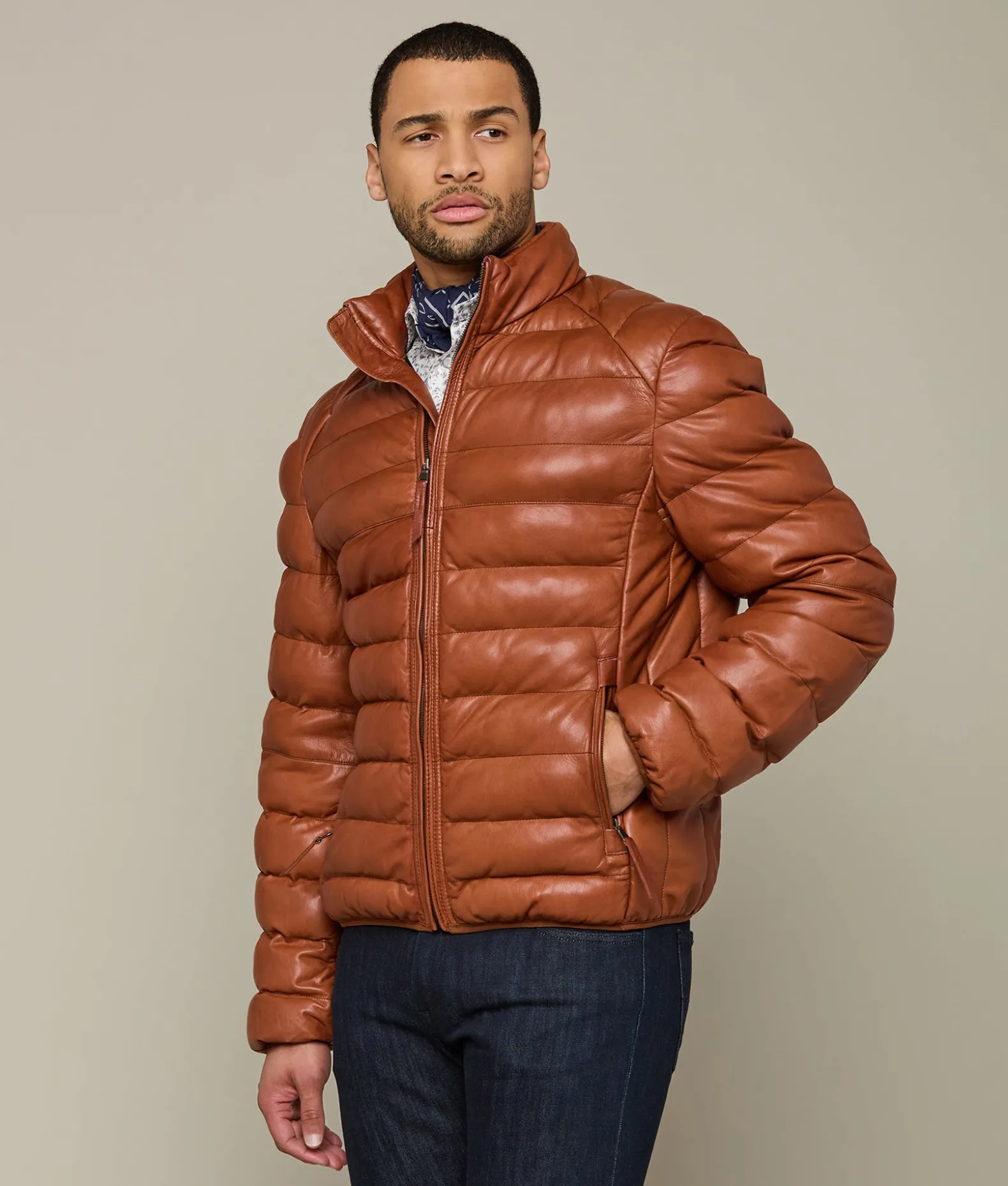 Lucchese Outerwear*Men's Leather Puffer Jacket