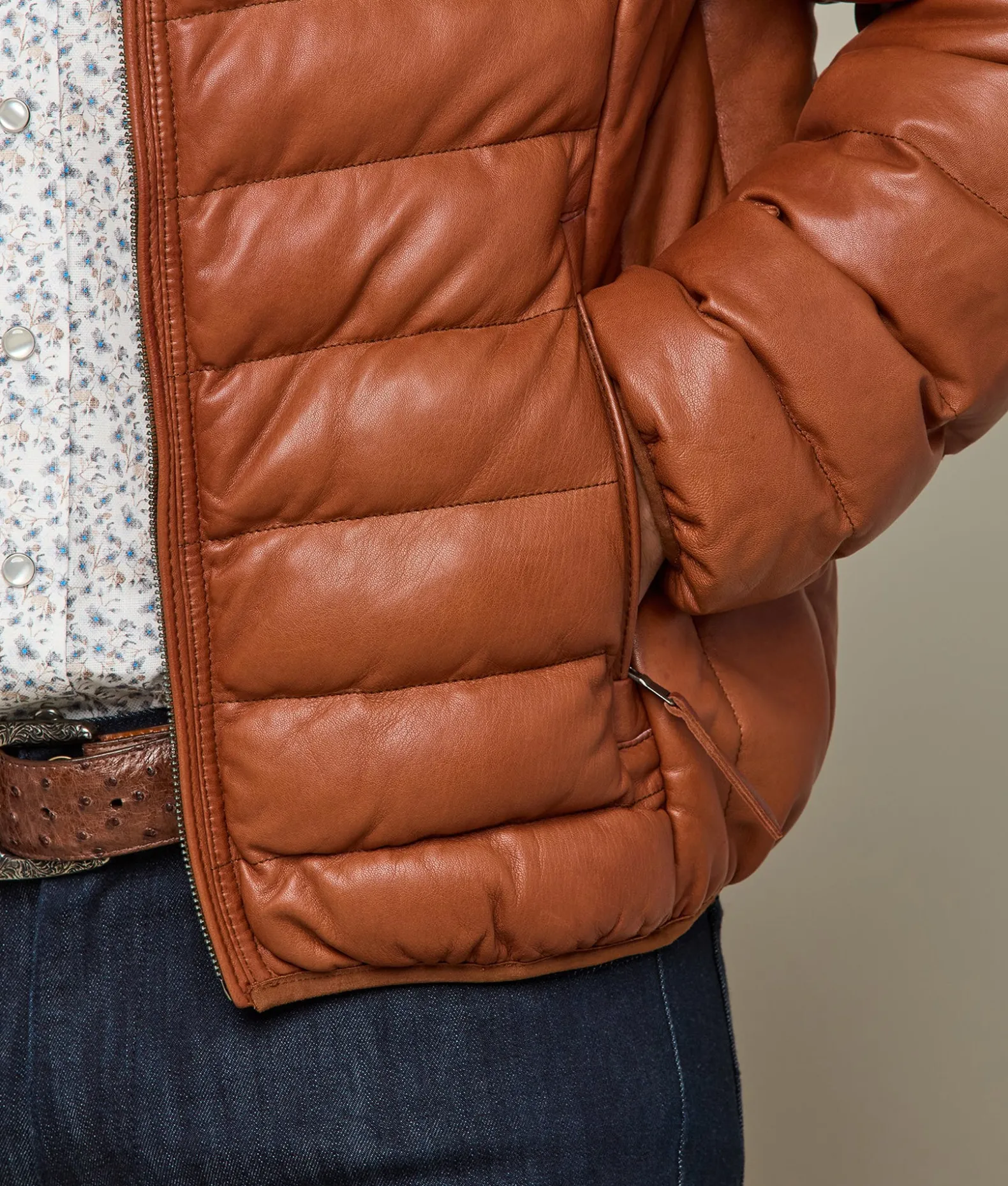 Lucchese Outerwear*Men's Leather Puffer Jacket