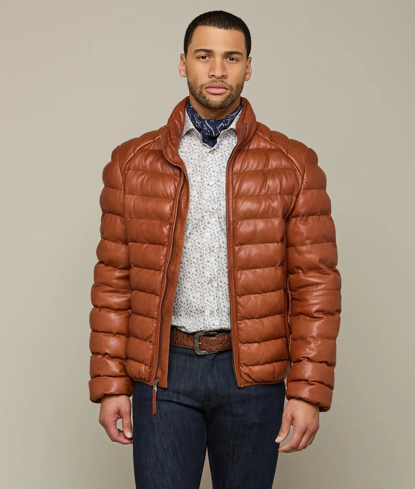 Lucchese Outerwear*Men's Leather Puffer Jacket