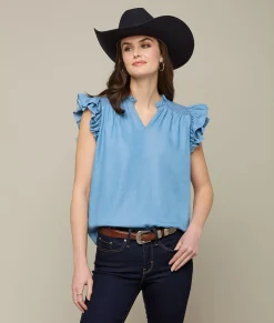 Women Lucchese Tops*Phoebe Ruffle Sleeve Top