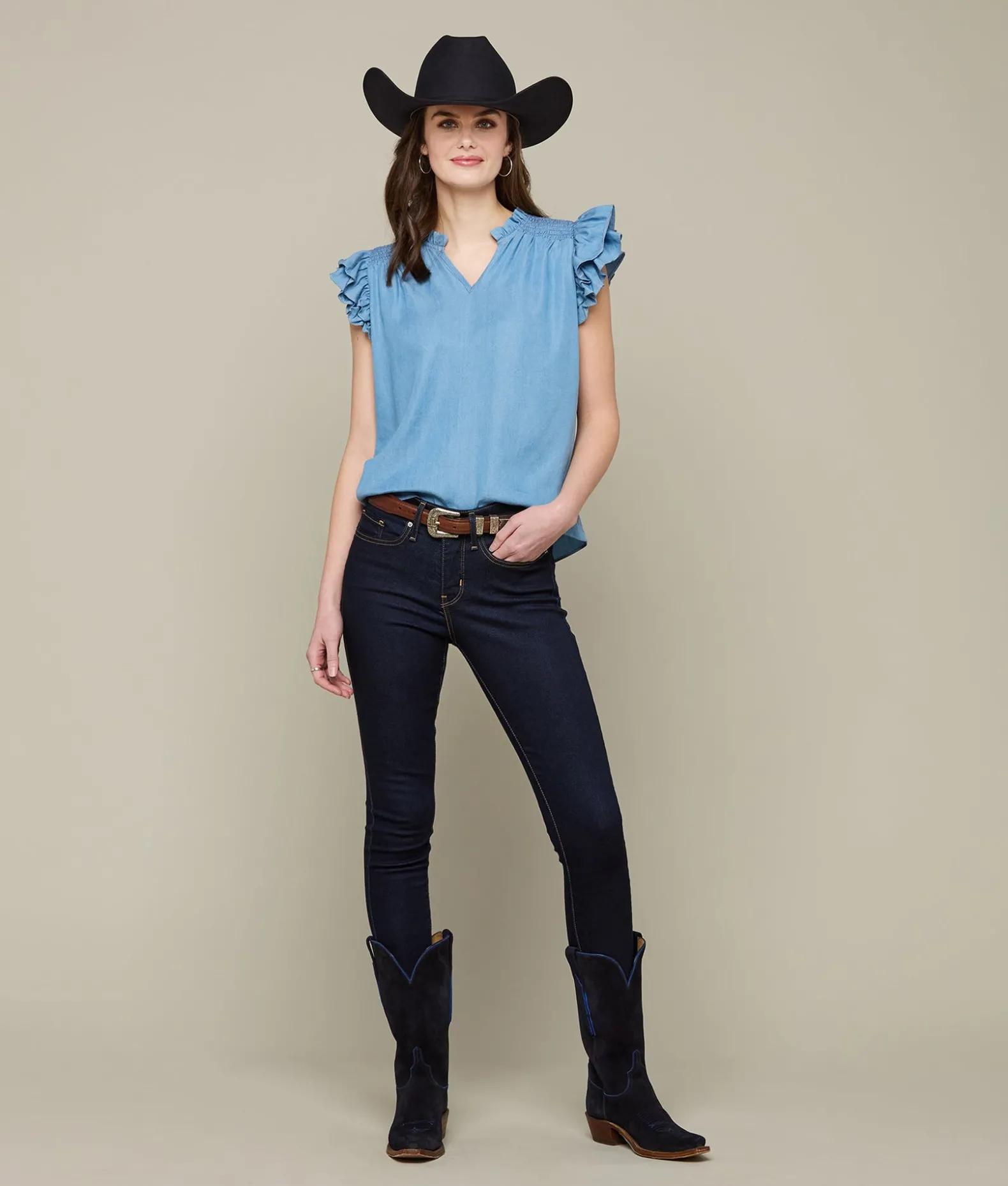 Women Lucchese Tops*Phoebe Ruffle Sleeve Top