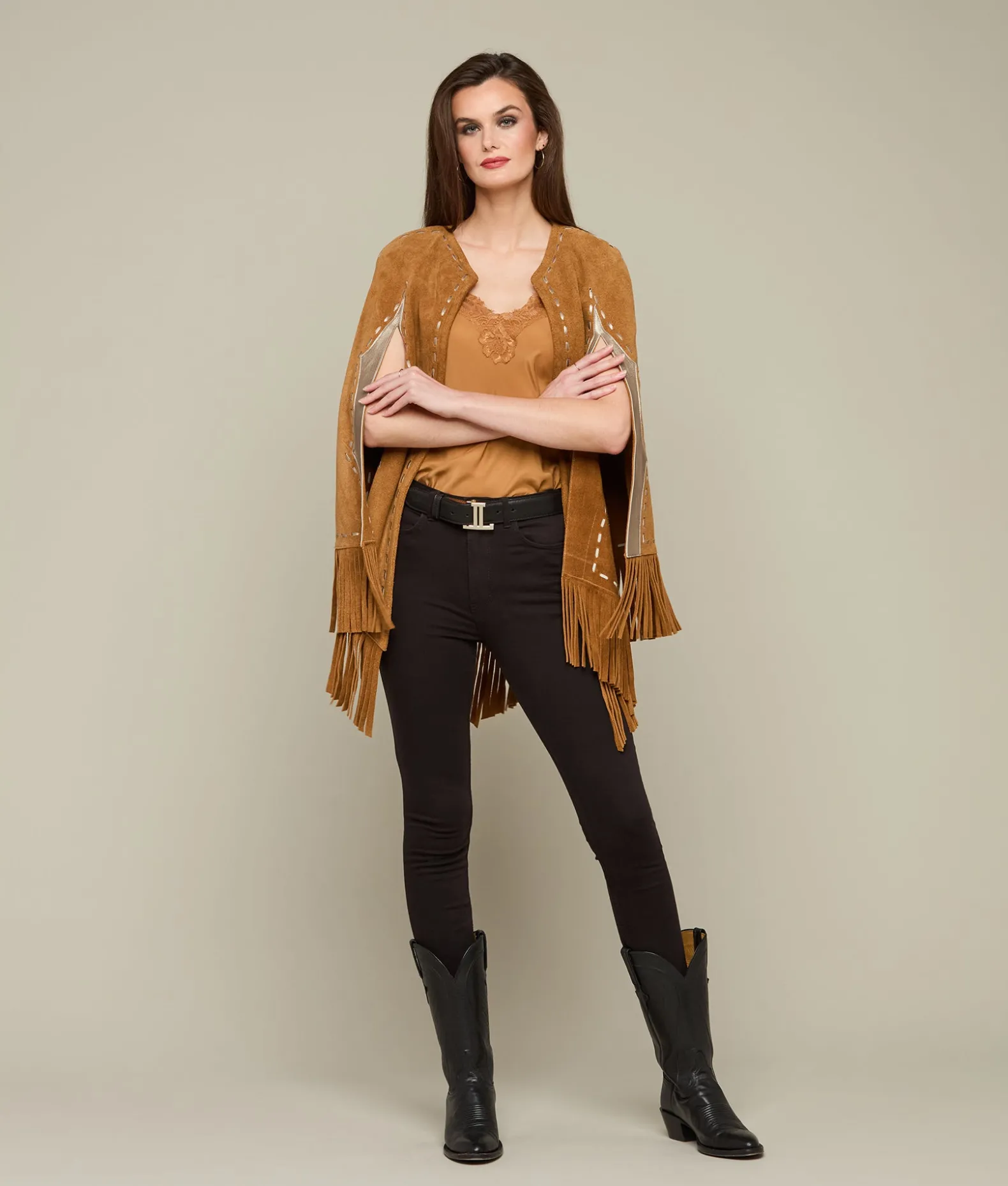 Women Lucchese Capes*Sueded Fringe Cape