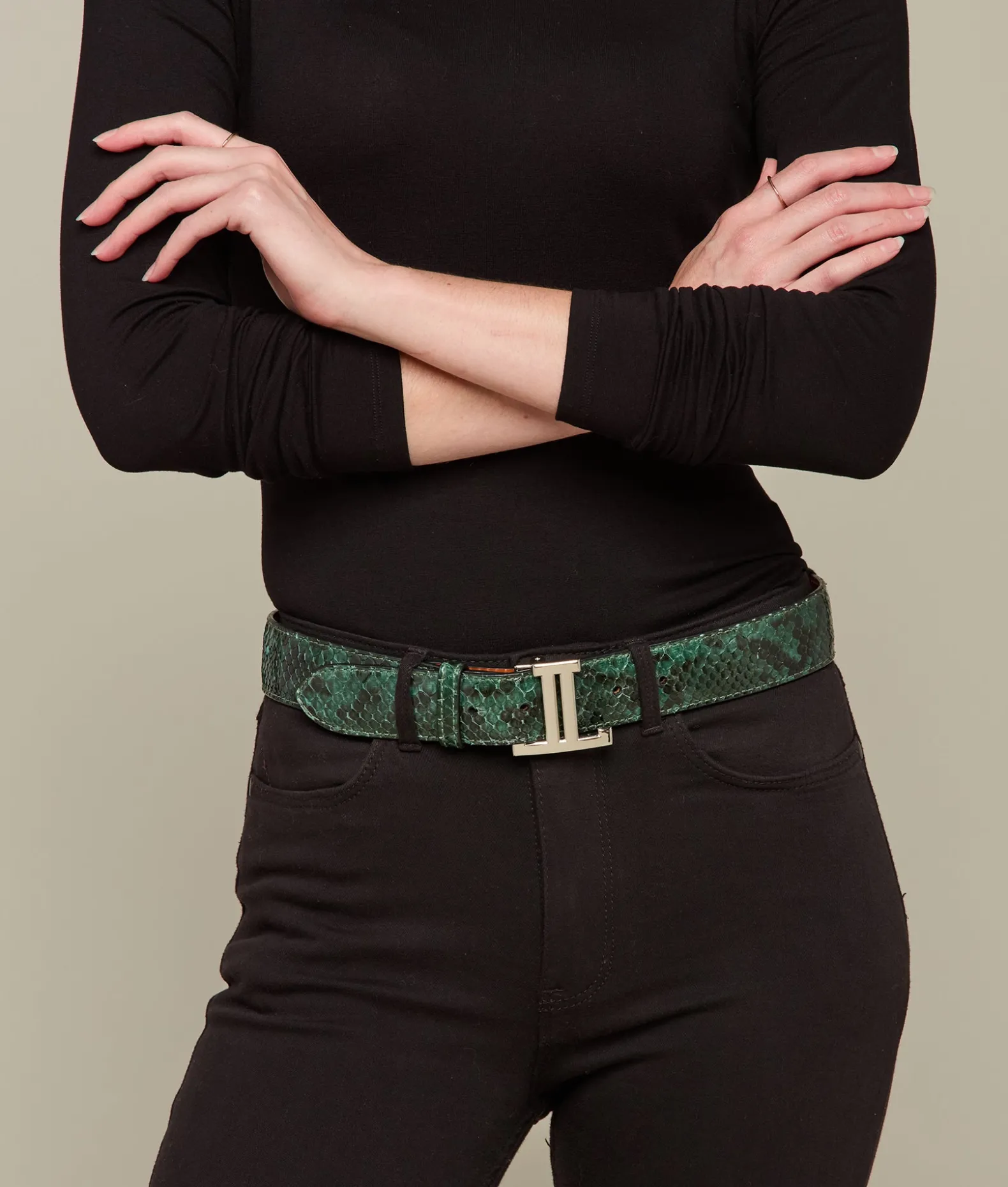 Women Lucchese Belts*Women's Exotic Mirrored L Belt